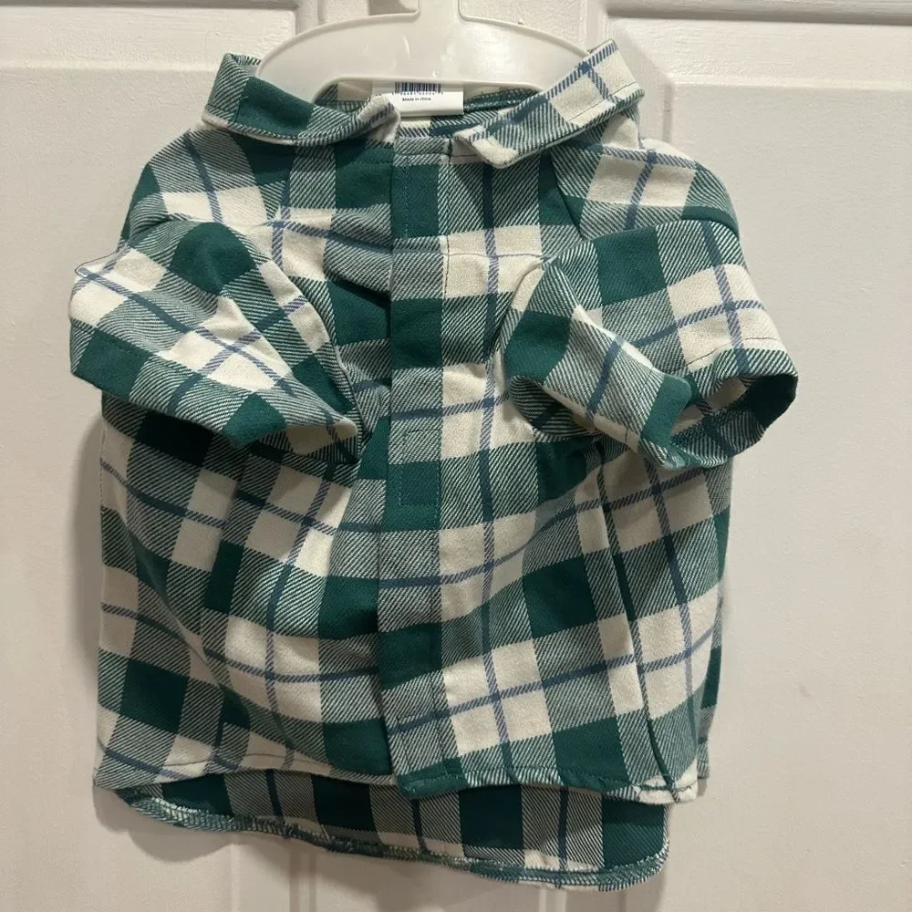 Top Paw Farmer Dog pet plaid flannel shirt velcro